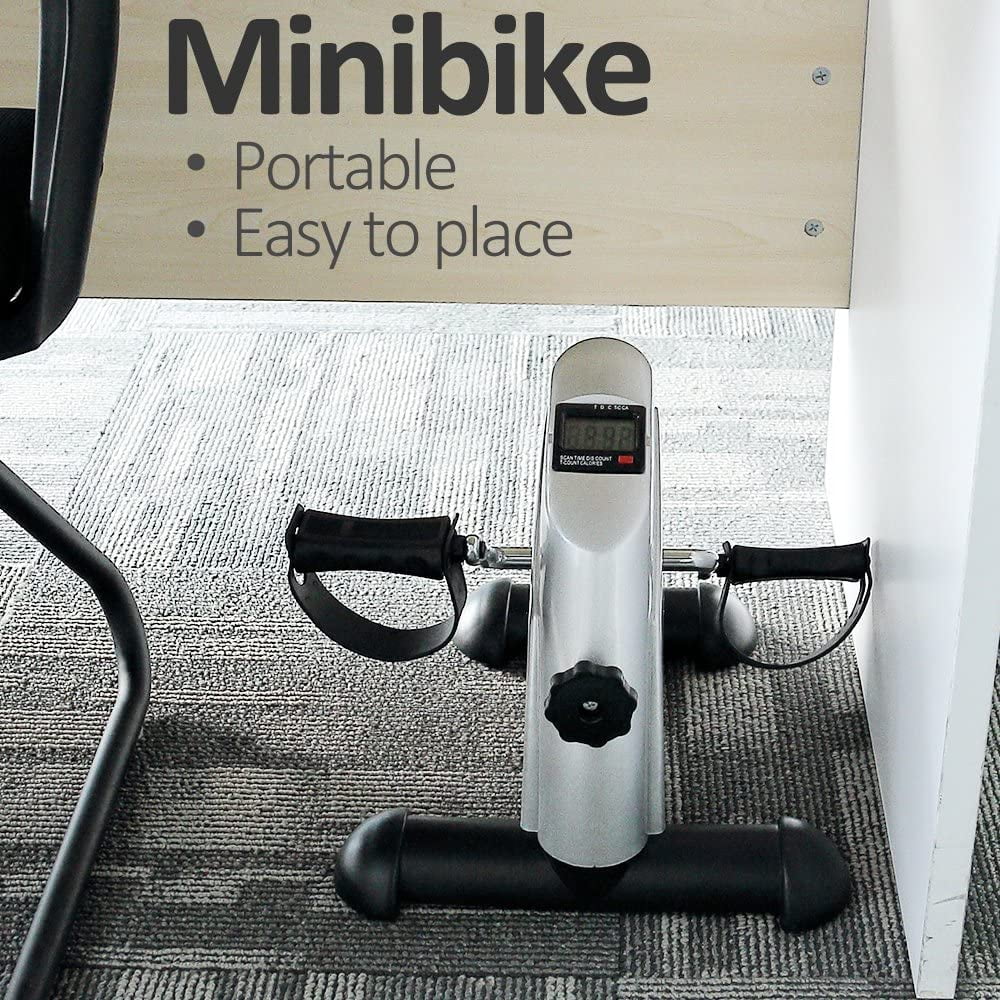 Himaly Exercise Bike, Under Desk Bike Pedal Exerciser, Portable Mini Trainer Bike with LCD Screen Displays, White - Womvr