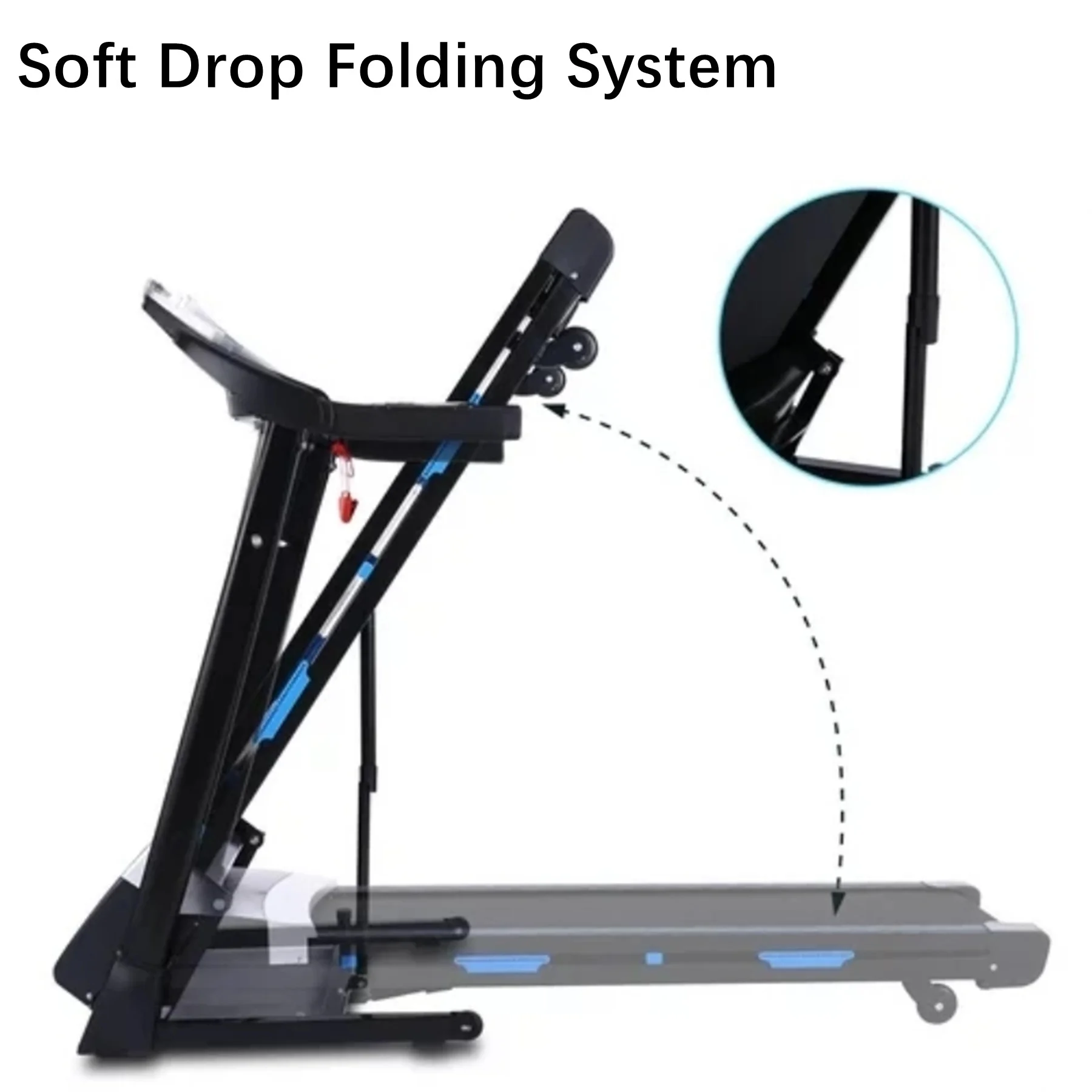 Tikmboex 15-Level  Auto Incline Treadmill with Bluetooth Speaker and LCD Dispaly, Electric Smart Control Running Machine for Exercise, Blue Black - Womvr