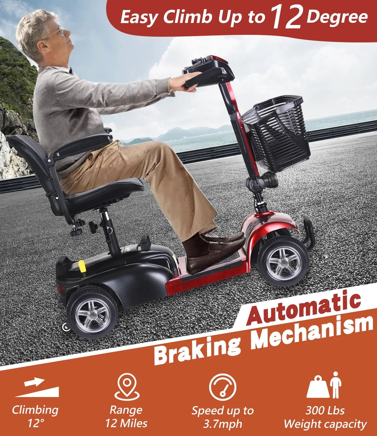 4 Wheel Mobility Scooter, Electric Powered Mobile Scooters - Womvr