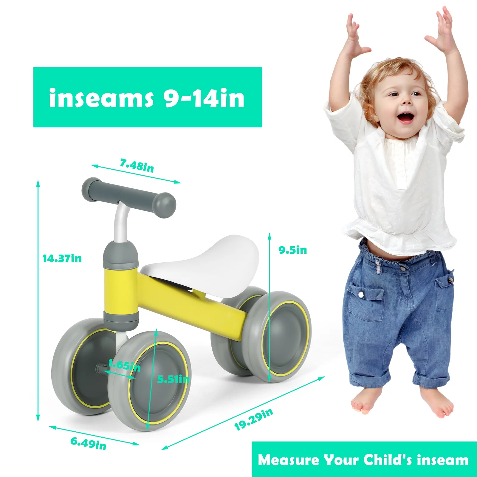 Balance Bike for 12-24 Months Toddler Toy Bike, Pink - Womvr