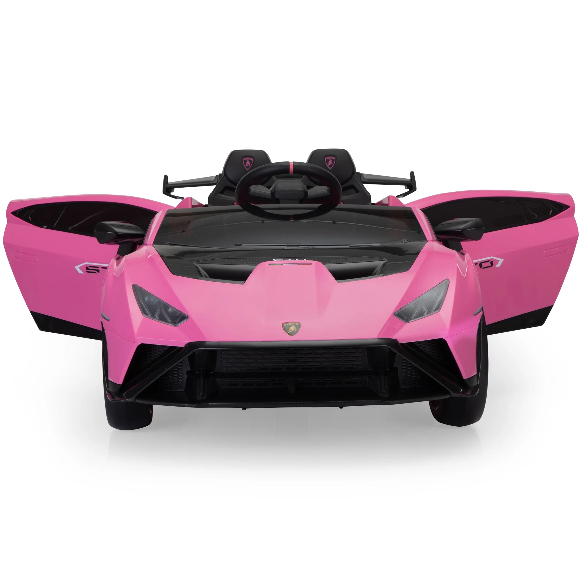 TOBBI 24V Lamborghini STO Licensed Kids Ride on Drift Car Gray Electric Car W/Remote Control LED Lights, up to 10 mph - Womvr