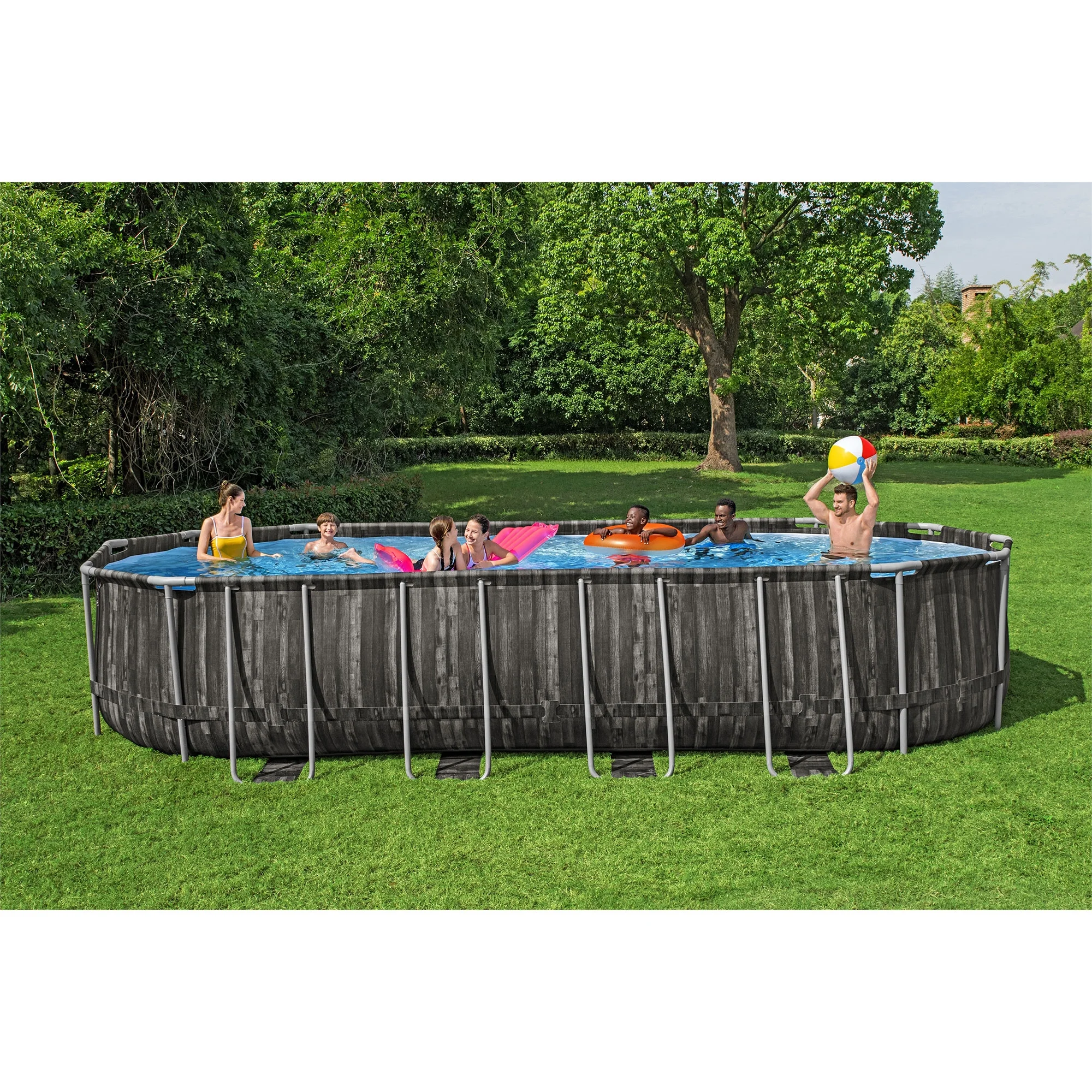 Bestway Power Steel 24' x 12' x 52�� Oval Above Ground Swimming Pool Set - Womvr