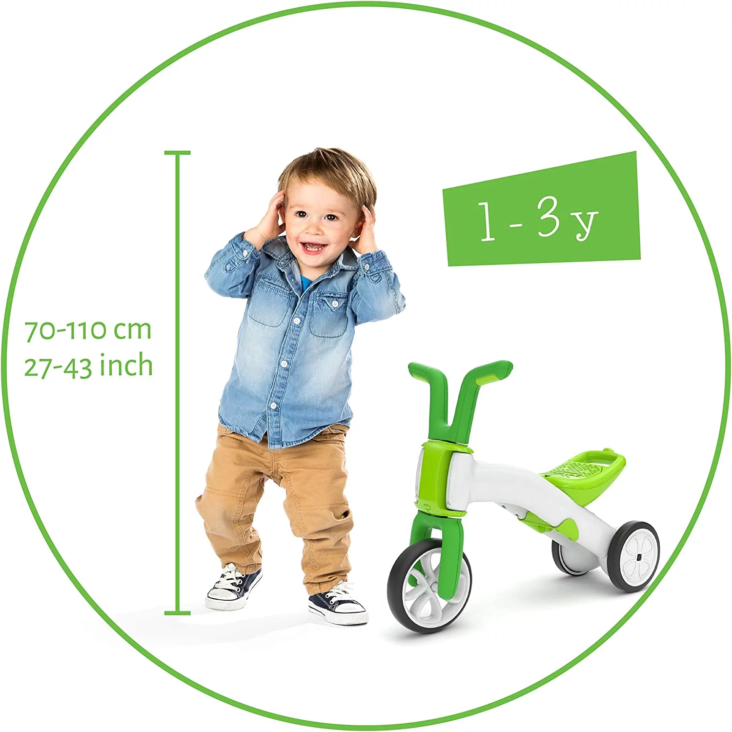 Chillafish Bunzi Gradual Balance Bike and Tricycle,6 inches, 2-in-1 Ride on Toy for 1-3 Years Old, Silent Non-Marking Wheels, Lime - Womvr