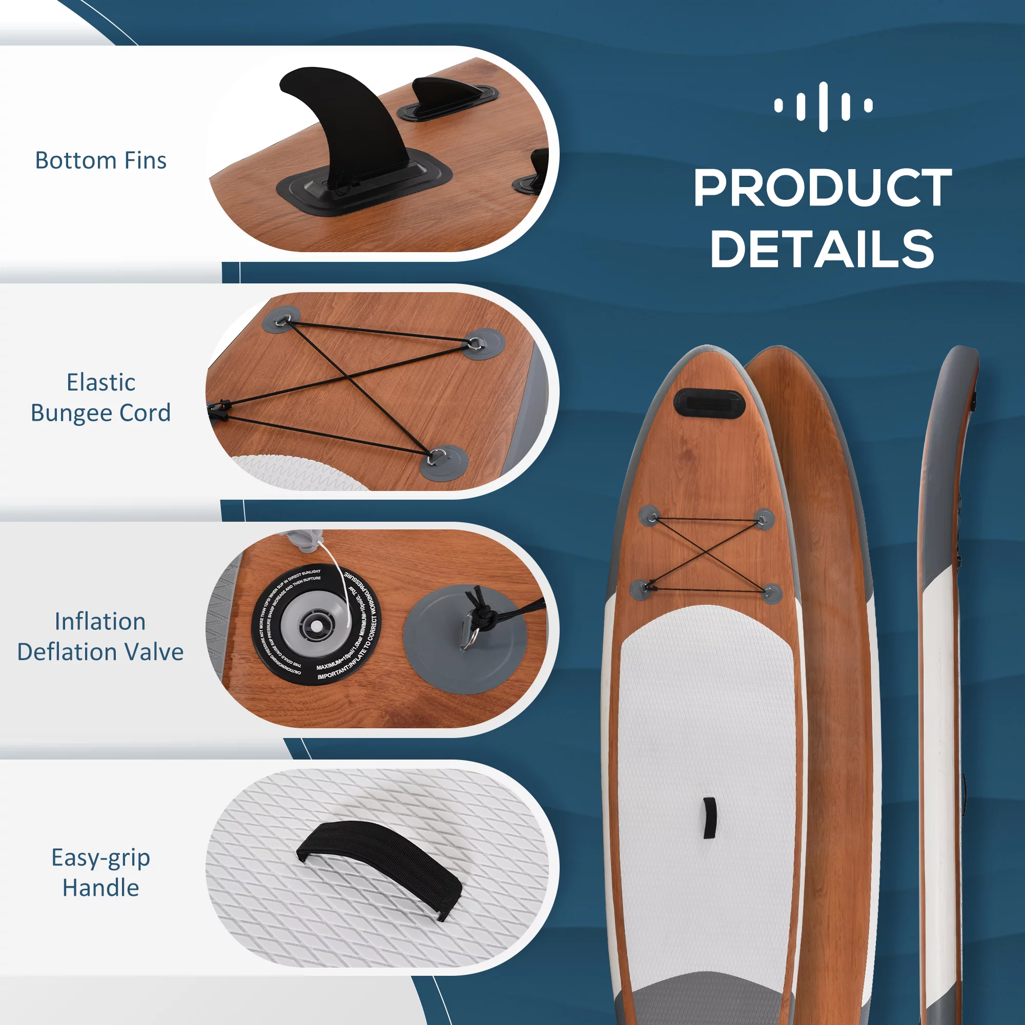 Soozier Inflatable Stand Up Paddle Board Ultra-Light Yoga SUP with Non-Slip Deck Pad, Premium Accessories, Waterproof Bag, Safety Leash and Hand Pump for Surfing, Touring and Fishing, Blue - Womvr