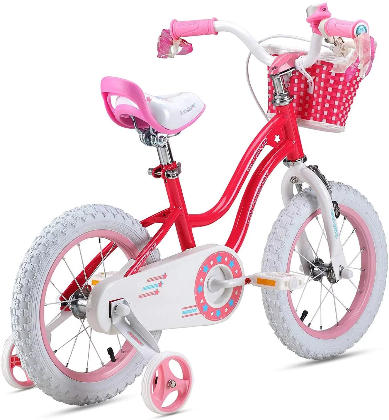 Royalbaby Girls Kids Bike Star girl 14 In Bicycle Basket Training Wheels Blue Child's Cycle - Womvr