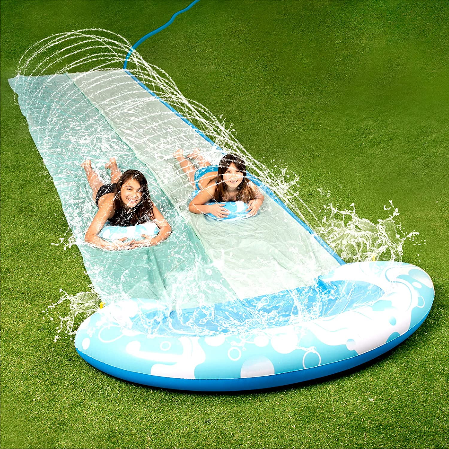 Terra 20ft Slip and Slide 2 Person Bubble Water Slide with 2 Boogie Boards Large Double Pool Slide for Children And Kids Outdoor Water Slides 20 ft x 62 in - Womvr