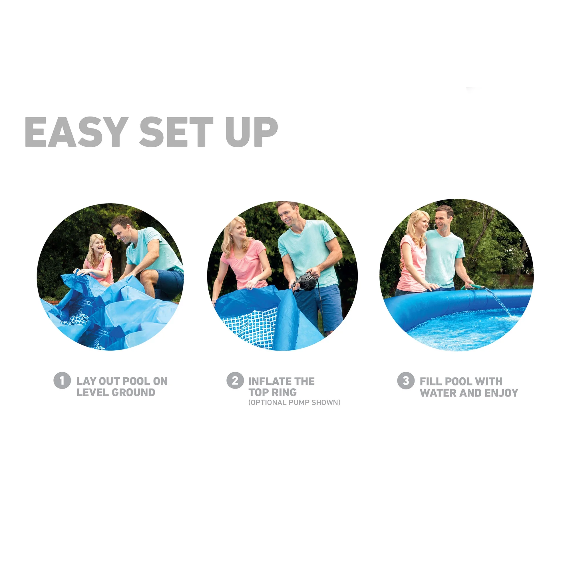 Intex 8056988 24 in. x 8 ft. Easy Inflatable Outdoor Family Swimming Pool, Blue - Womvr