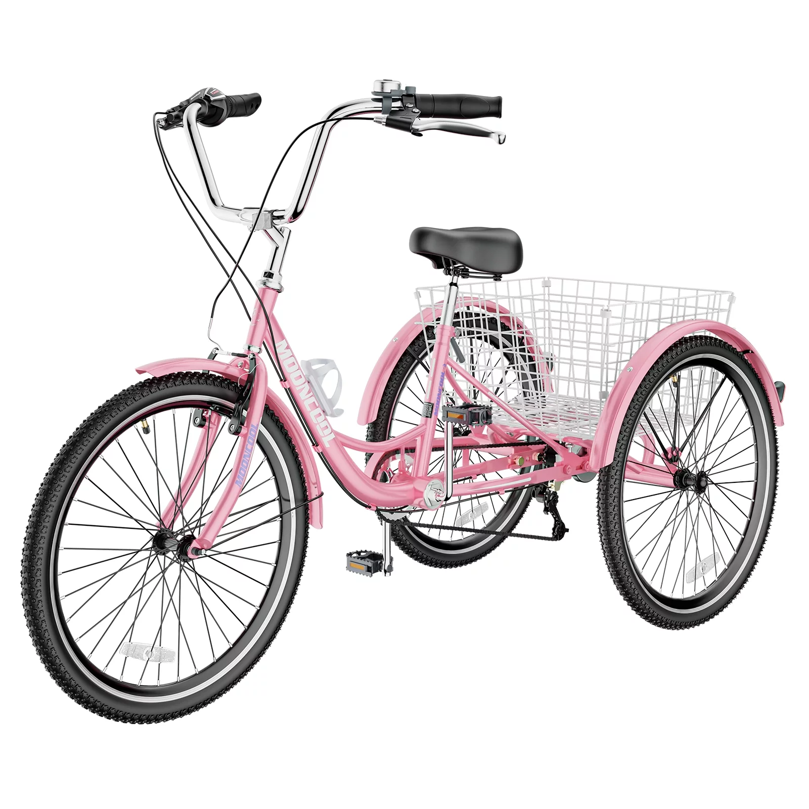 MOPHOTO 7 Speed Adult Tricycle 26 in/24in/20in, Trikes for Adults, Adult Tricycle with Basket & Dual Braking System, Adult Trikes for Women, Men, 3 Wheeled Bicycle for Shopping, Picnics Exercise - Womvr