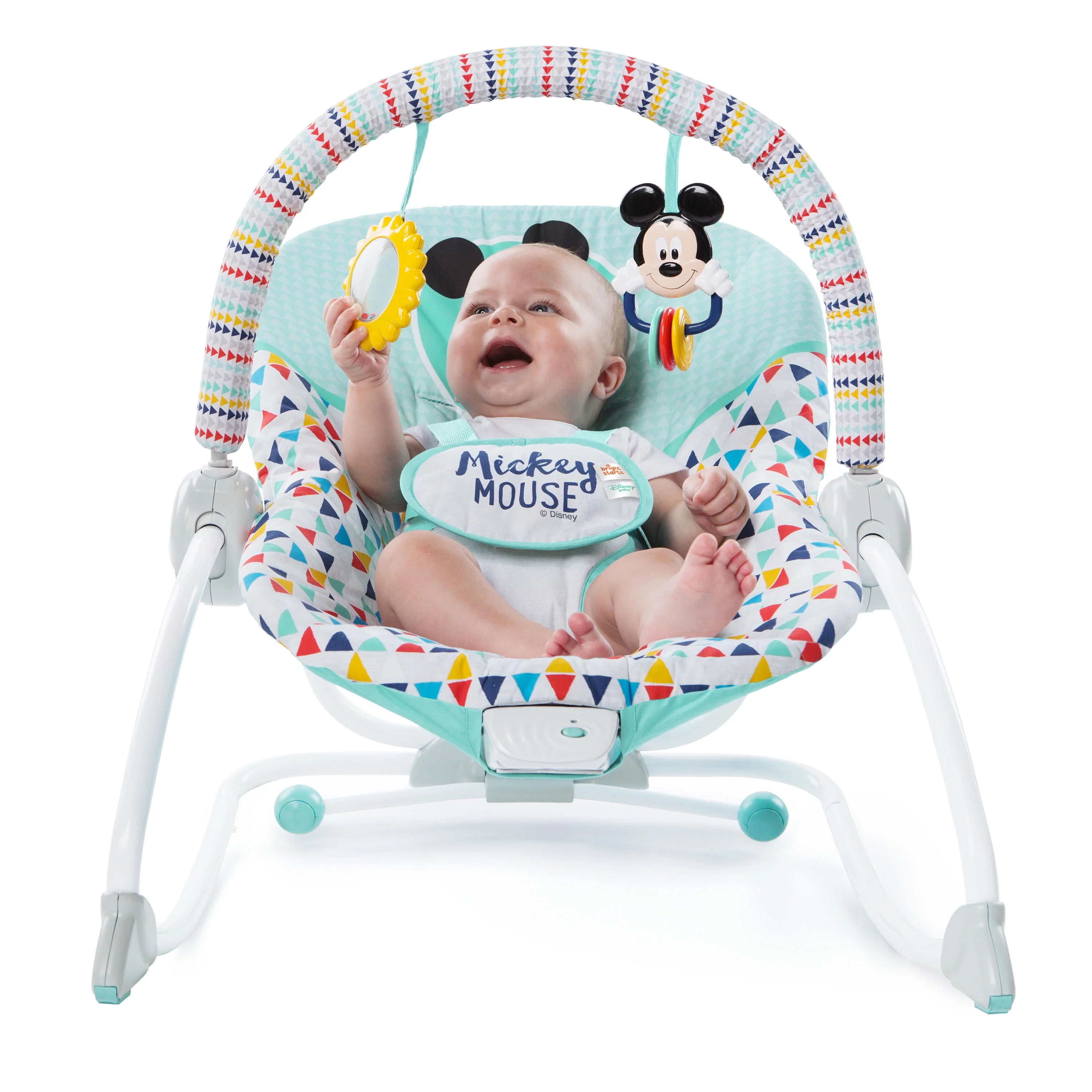 Disney Baby 2-in-1 Slip Resistant Vibrating Infant & Toddler Baby Rocker Chair, Mickey Mouse by Bright Starts - Womvr