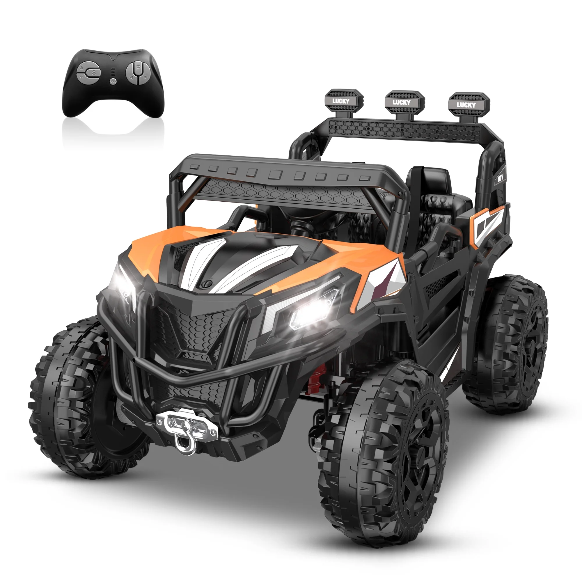 TOKTOO 24V Ride on Car, 4WD Powered Ride on UTV with Remote Control & Trunk Storage Space,  1 Seater Kid Car for Boys Girls -Blue - Womvr