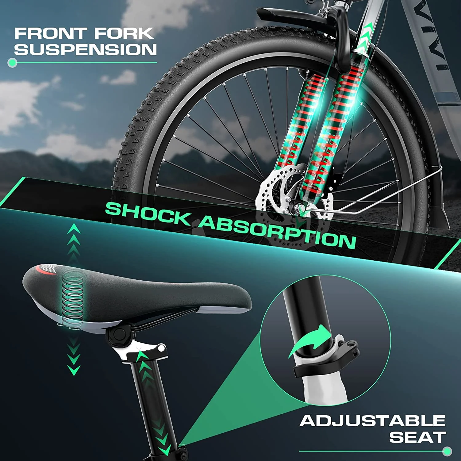 Vivi Electric Bike 26'' Electric Bike for Adults 500W Electric Bike with 48V Removable Battery, Electric Commuter Cruiser Bike 20MPH & 50 Mile City Electric Bike with Cruise Control - Womvr