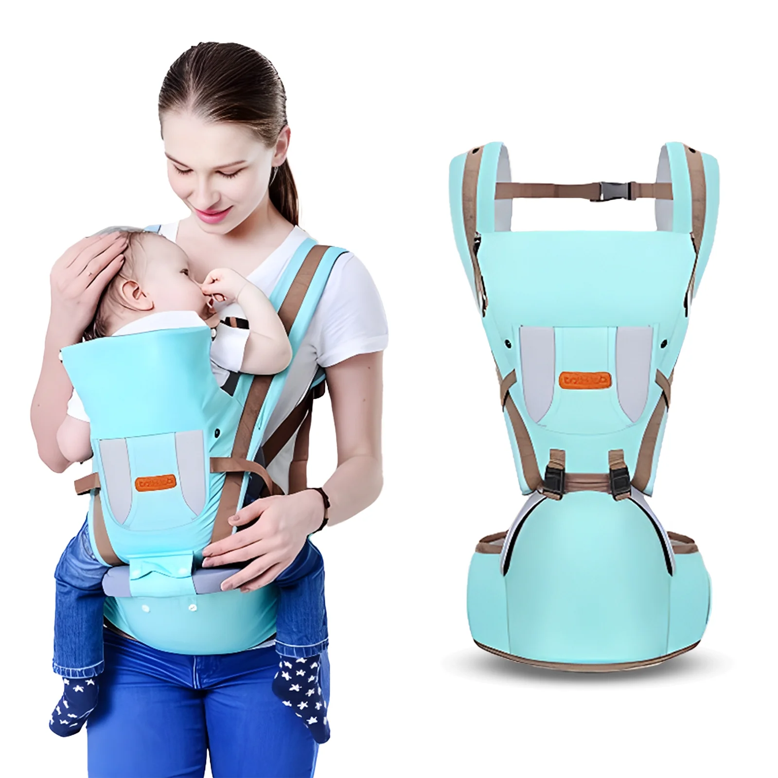 JUMPER Baby Carrier 6 in 1 Convertible Baby Carrier with Hip Seat for Newborn to Toddler, Red - Womvr