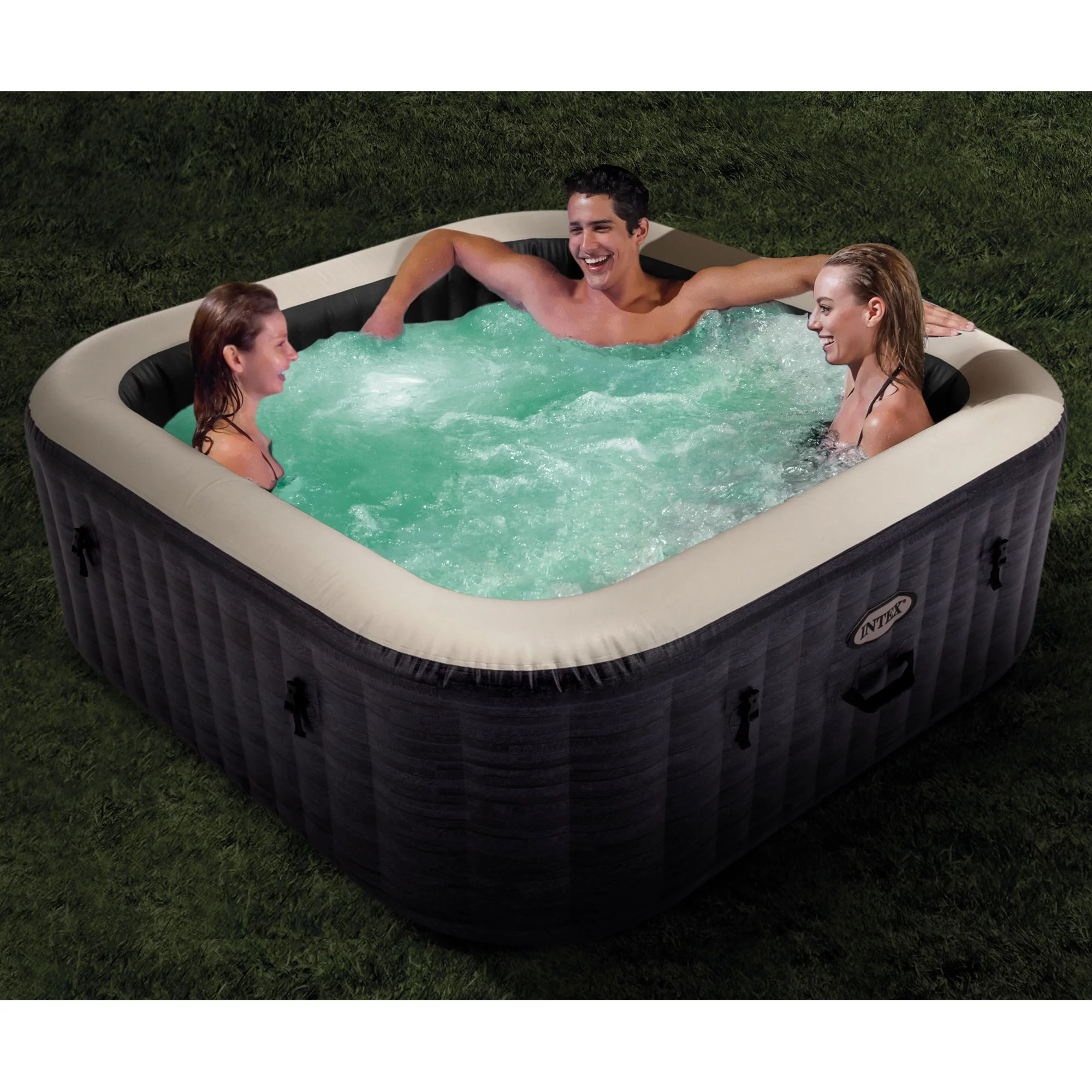 Intex PureSpa Plus Greystone Inflatable Hot Tub Square Jet Spa, 83 x 28