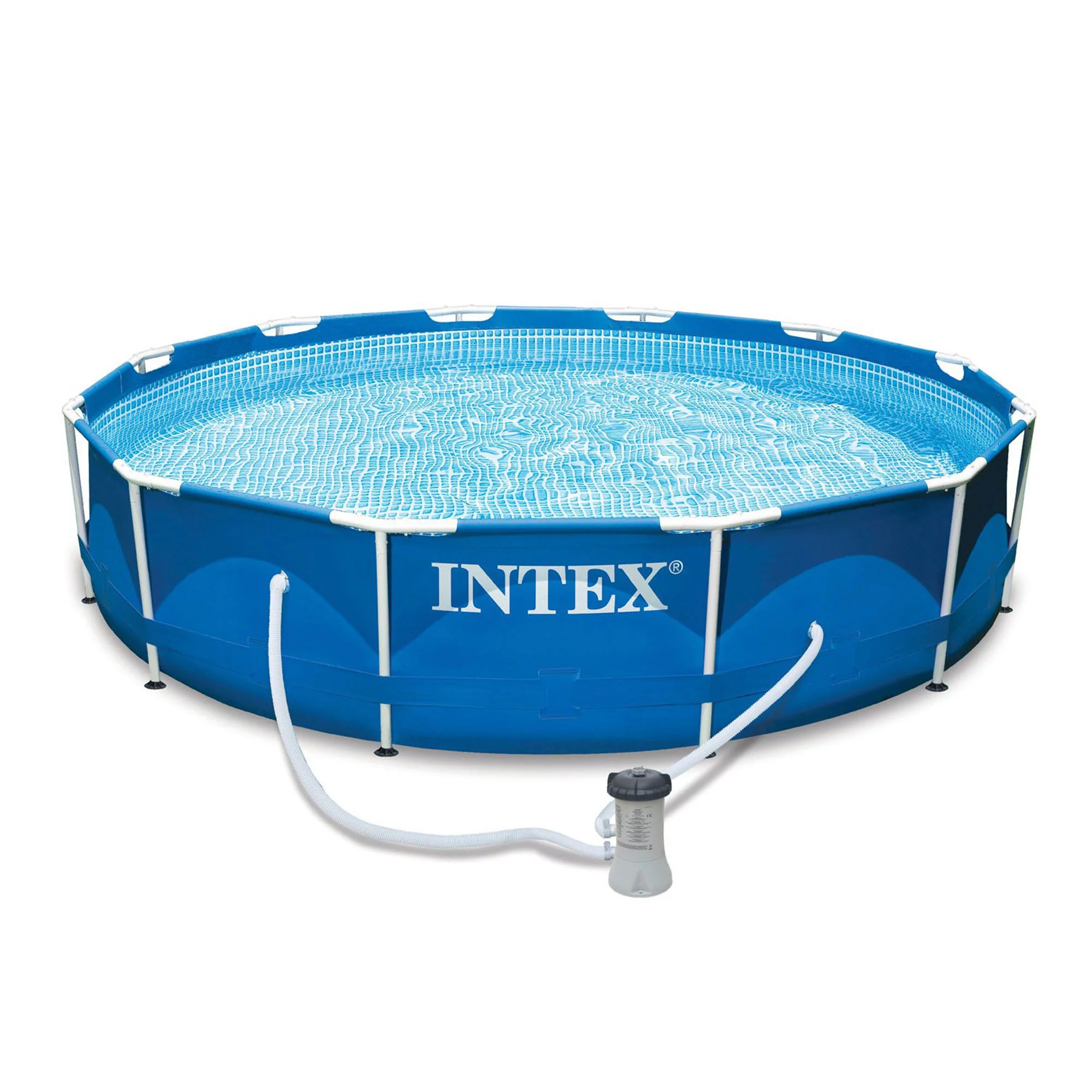 Intex 12 x 2.5 Foot Metal Frame Above Ground Pool with Filter and Accessories - Womvr