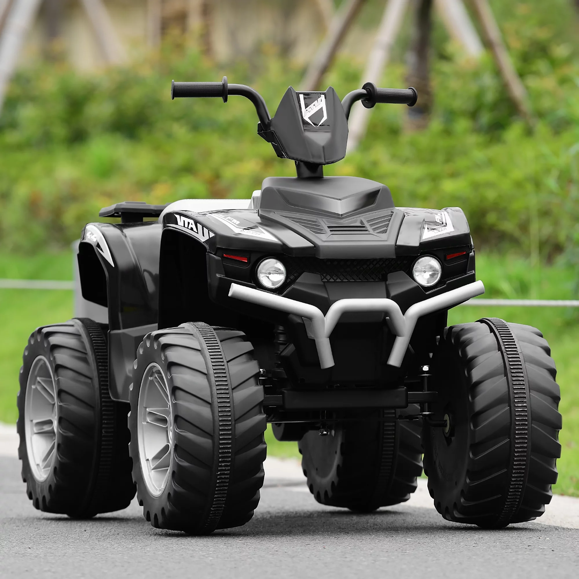 Costway 12V Kids 4-Wheeler ATV Quad Ride On Car w/ LED Lights Music  USB Navy - Womvr