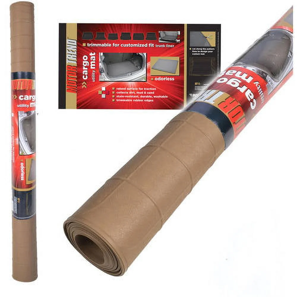 Motor Trend 100 Percent Odorless Car Floor Mats with Standard Trunk Cargo Mat, 4 Pieces Rubber Protection, Black Beige Gray - Womvr