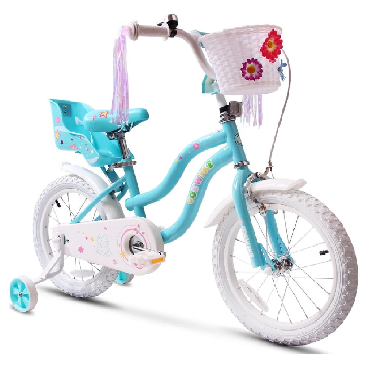 Coewske Princess Kids Bike 14 inch Boys Girls Bicycle with Training Wheels, Pink - Womvr