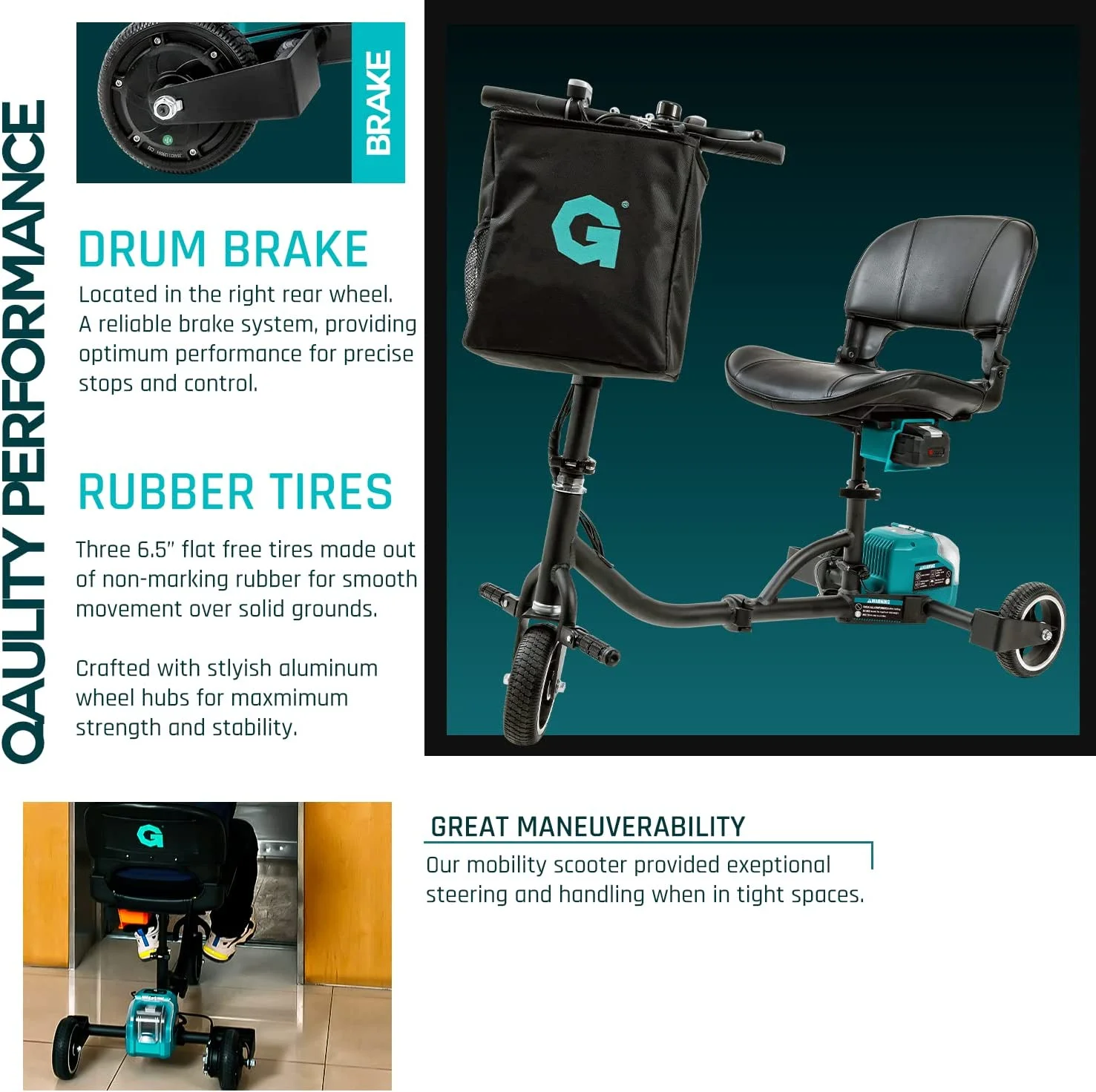 G Mobility Scooter - 48V 2Ah Battery System, Lightweight, Long Range & Foldable - Womvr