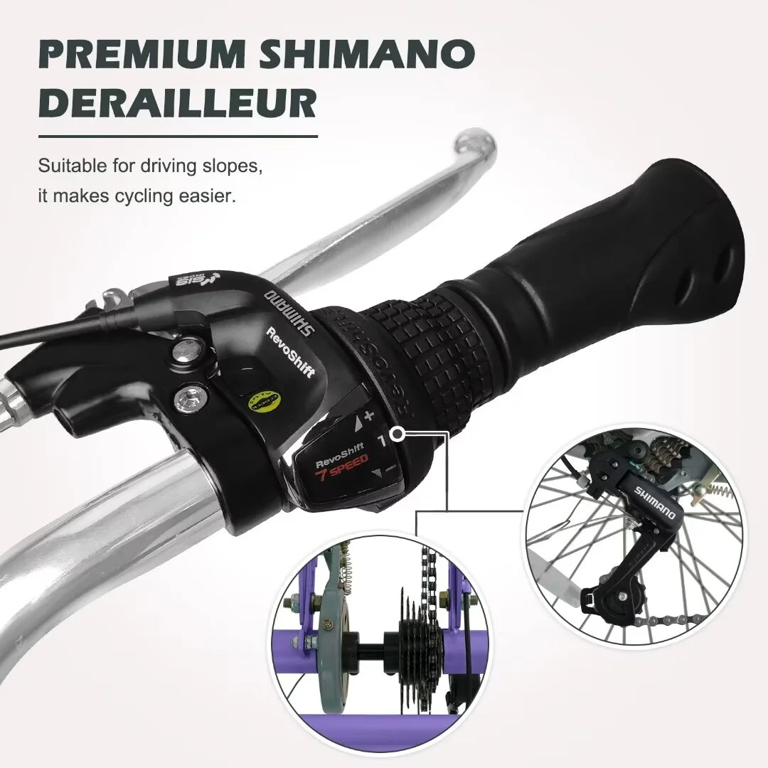 Docred Adult Tricycle 7 Speed 24 Inch Three Wheel Bike Cruiser Trike for Men/Women/Seniors - Womvr