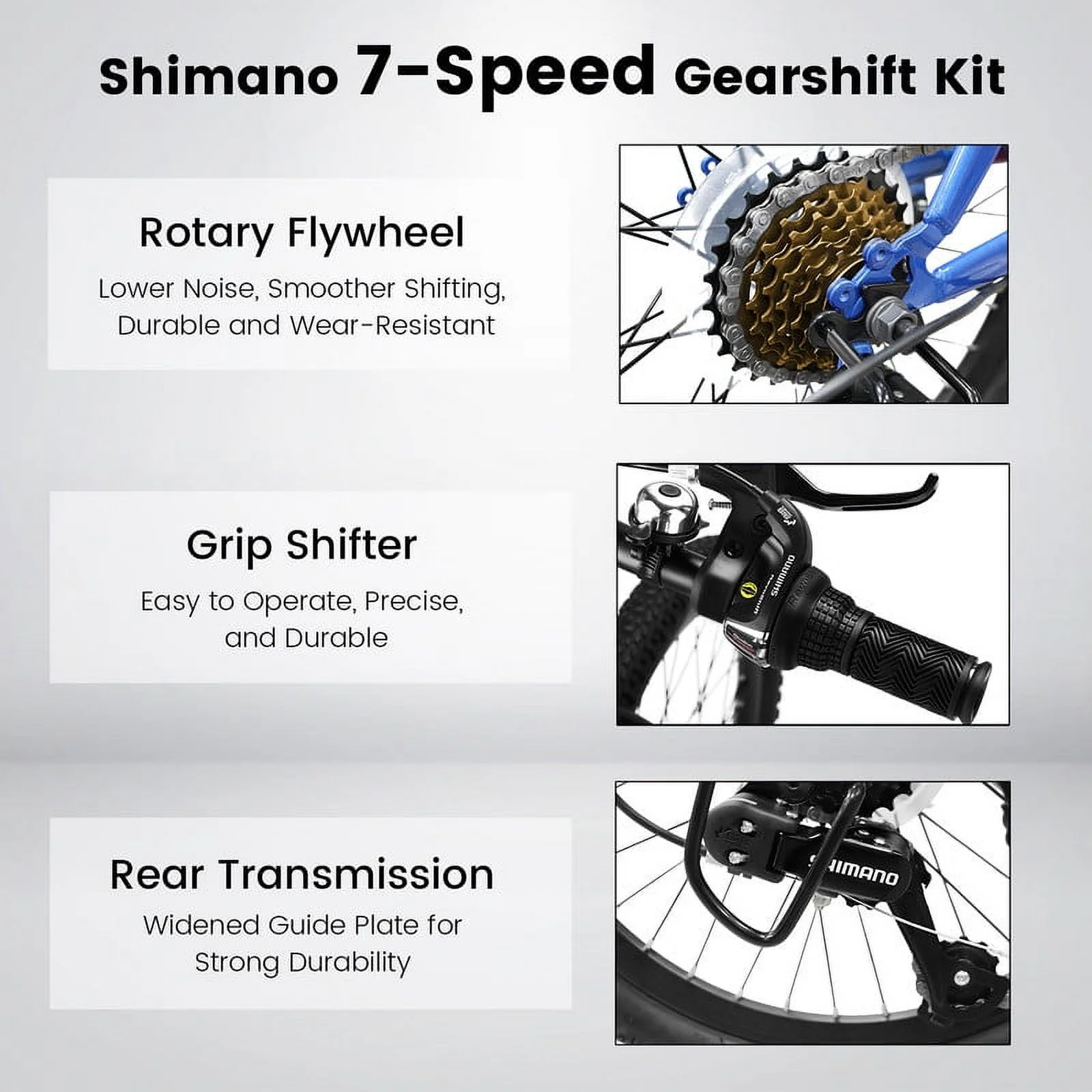 Okimo 20in Mountain Bike 7-Speed Kids Bike with Ergonomic Durable Steel Frame for Ages 8-12 Boys and Girls, White - Womvr