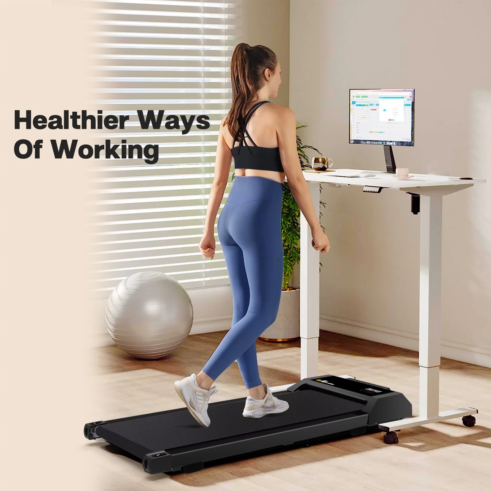 Aukfa Under Desk Treadmill, Slim Walking Pad for Home Office Workout, 245 lb Capacity, 4 mph Speed - Womvr