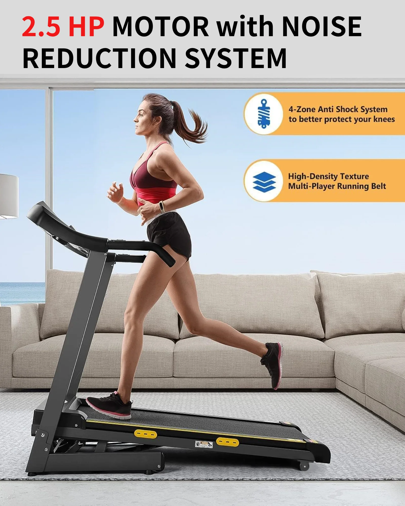 Treadmill with Incline Folding Treadmill with 12-Level Automatic Incline 2.5hp Power 8.5mhp Speed Running Machine 15 Preset Training Program Electric Treadmill for Home Use - Womvr