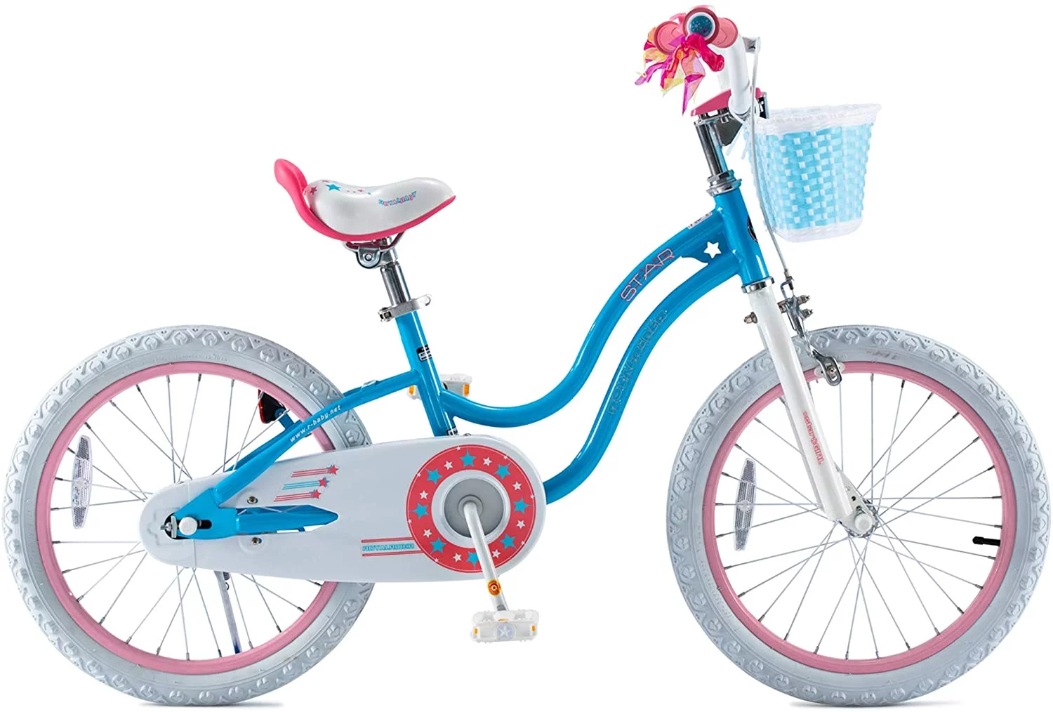 Royalbaby Girls Kids Bike Stargirl 18 In. Bicycle Basket Kickstand Blue Child's Cycle - Womvr