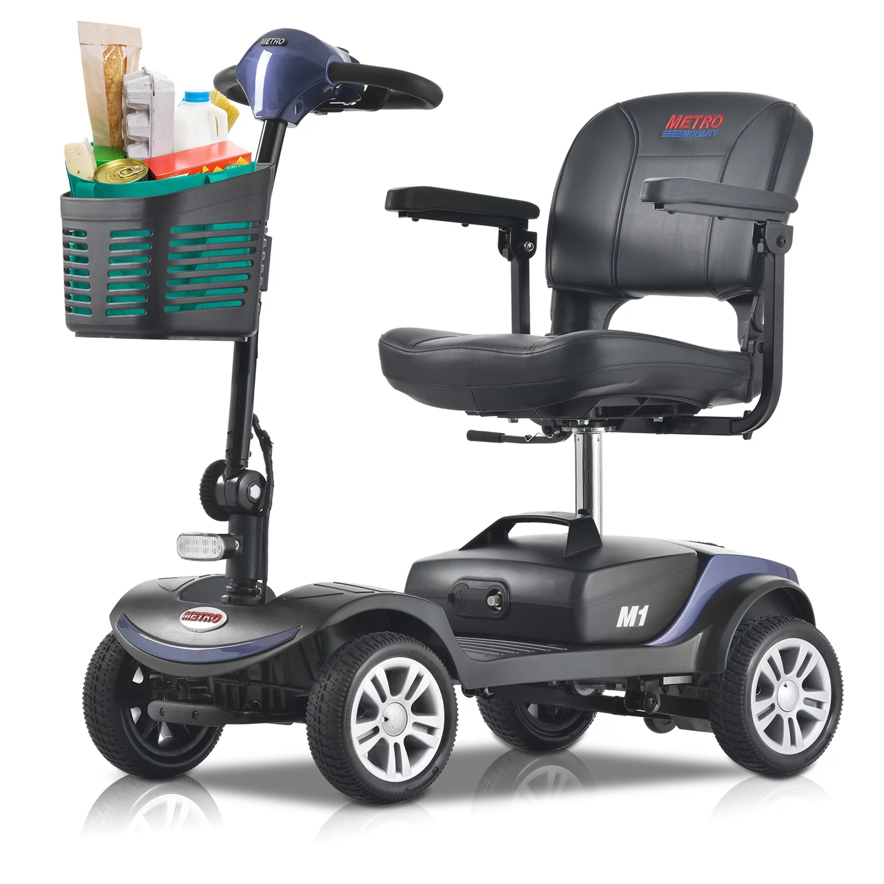 Metro Mobility Scooters, Electric Mobility Scooter for Adults and Seniors, 300 lbs Max Weight, Long Range Power Extended Battery with Charger and Basket-M1 Blue - Womvr