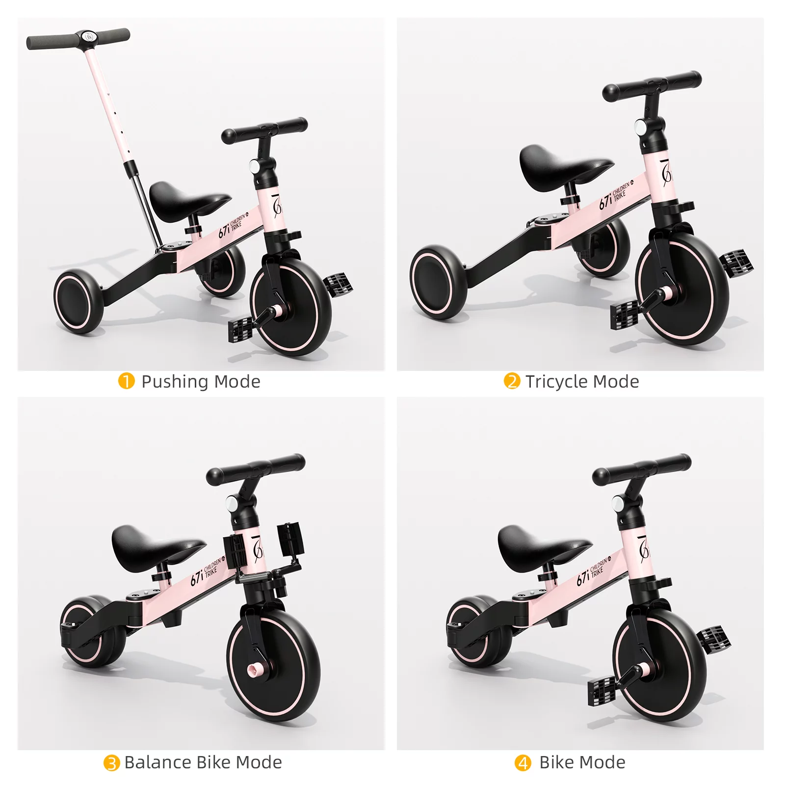 KORIMEFA Toddler Bike with Push Handle, Toddler Tricycle for Age 1 to 3 Years Old Boy Girl, Baby Bike Balance Bike - Womvr