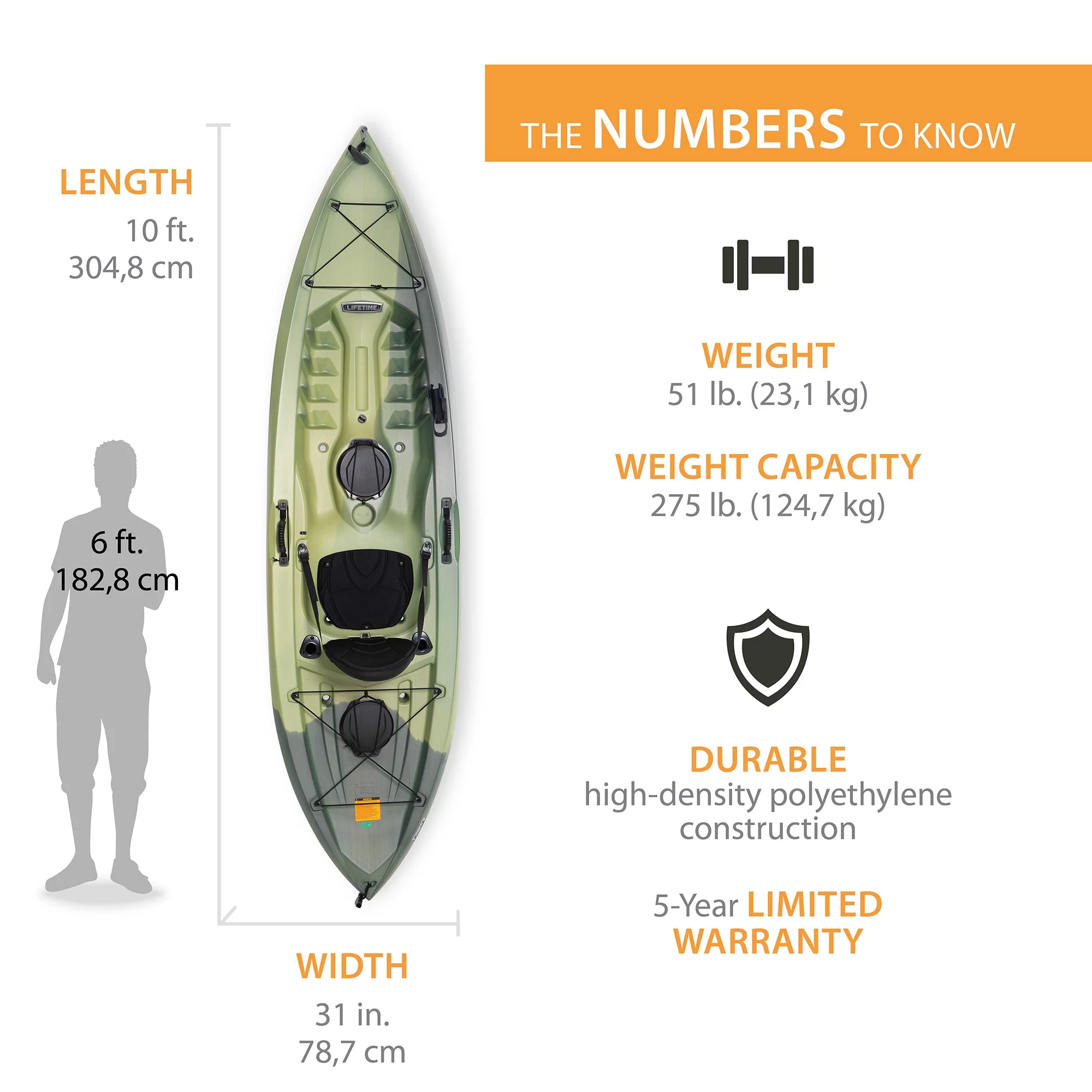 Lifetime Tamarack Angler 100 Fishing Kayak - Olive Green (90539) - Womvr