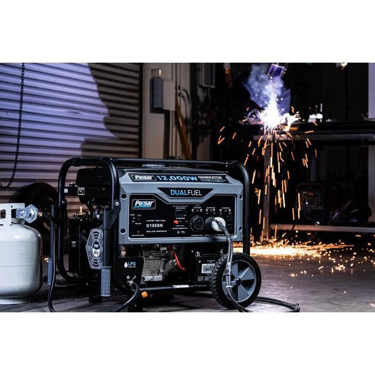 Pulsar 12,000W Dual Fuel Portable Generator in Space Gray with Electric Start, G12KBN - Womvr