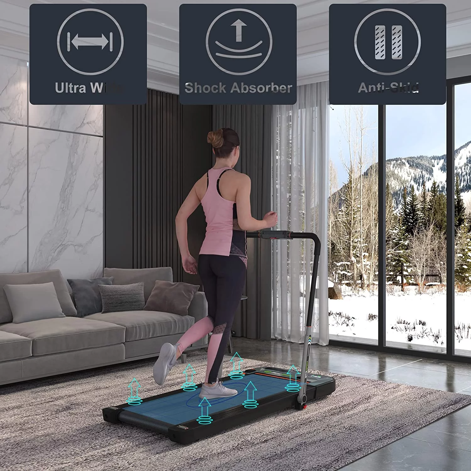 Real Relax 2 in 1 Folding Treadmill, 2.25HP Under Desk Electric Treadmill Walking Jogging Machine for Home Office - Womvr