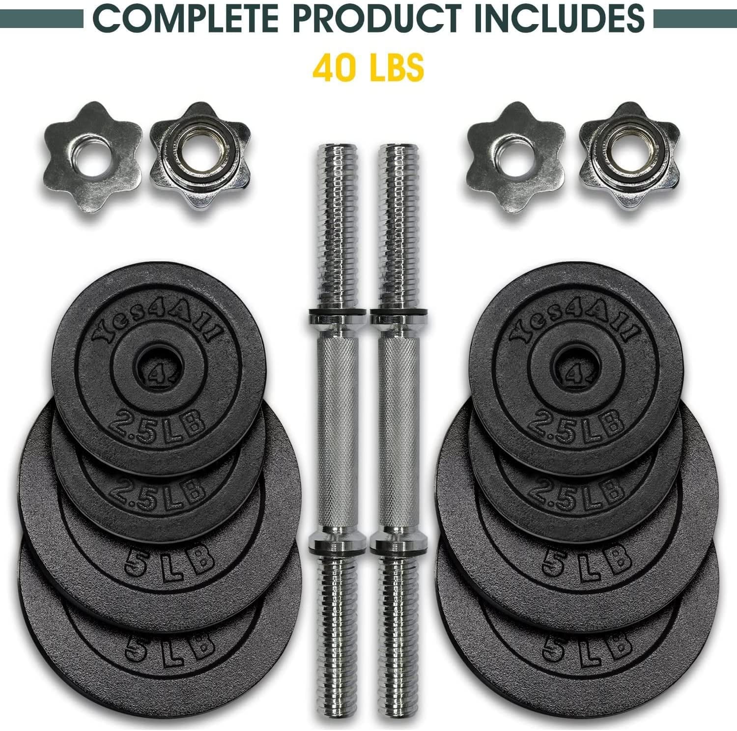 Yes4All 200 lbs Adjustable Dumbbell Weight Set, Cast Iron Dumbbell, Pair - Womvr