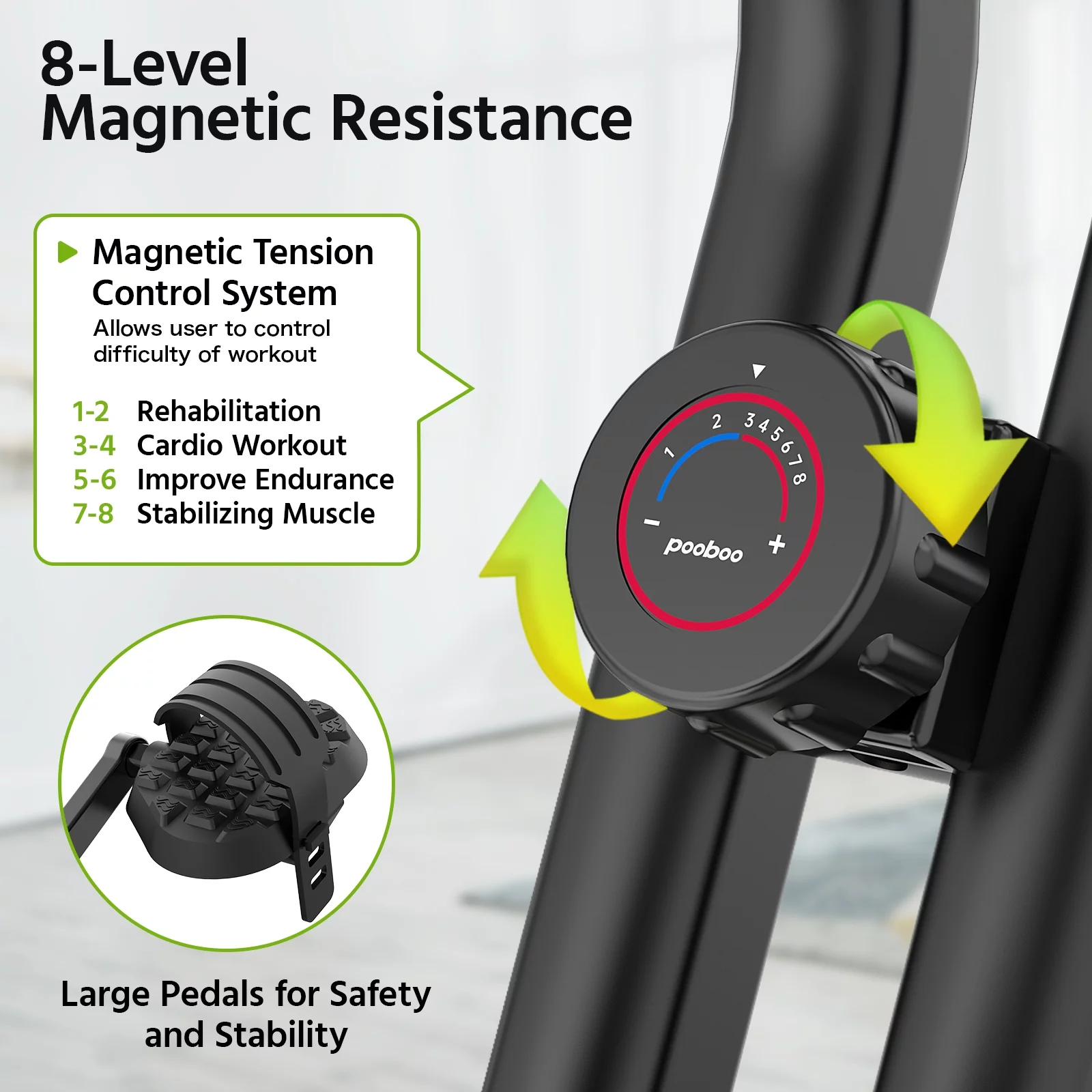 Pooboo 4in1 Folding Exercise Bike Indoor Cycling Bike Stationary Magnetic x Bike Gym Workout 300lb - Womvr