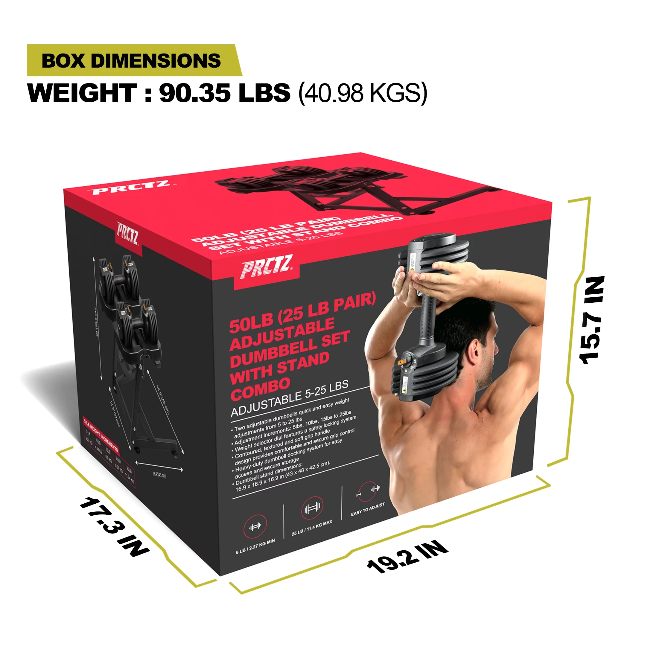 PRCTZ, 10-30lb Quick Select Adjustable Dumbbell Pair with Dumbbell Stand Combo - Womvr