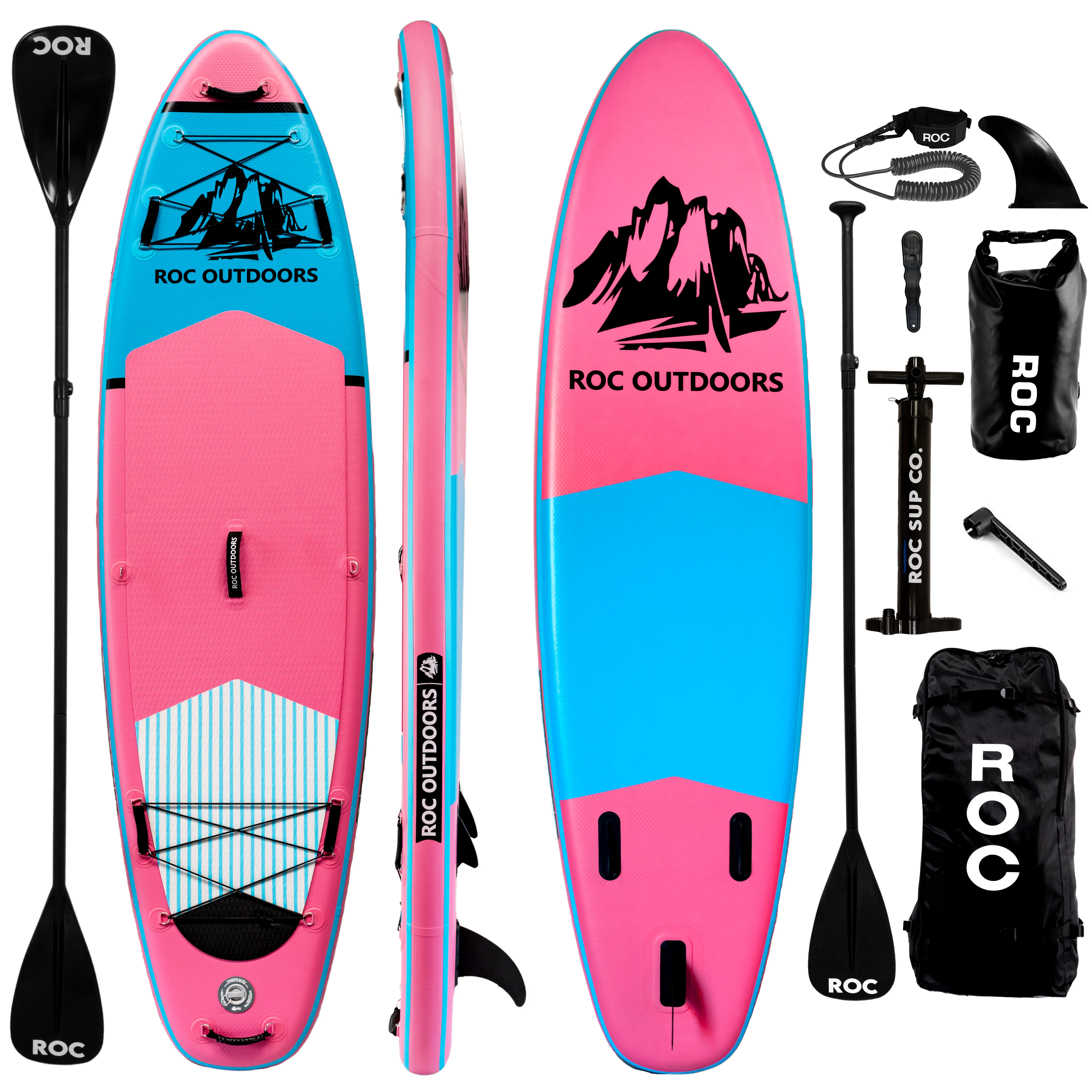 Roc Inflatable Stand Up Paddle Board with Premium sup Accessories & Backpack, Non-Slip Deck, Waterproof Bag, Leash, Paddle and Hand Pump - Womvr