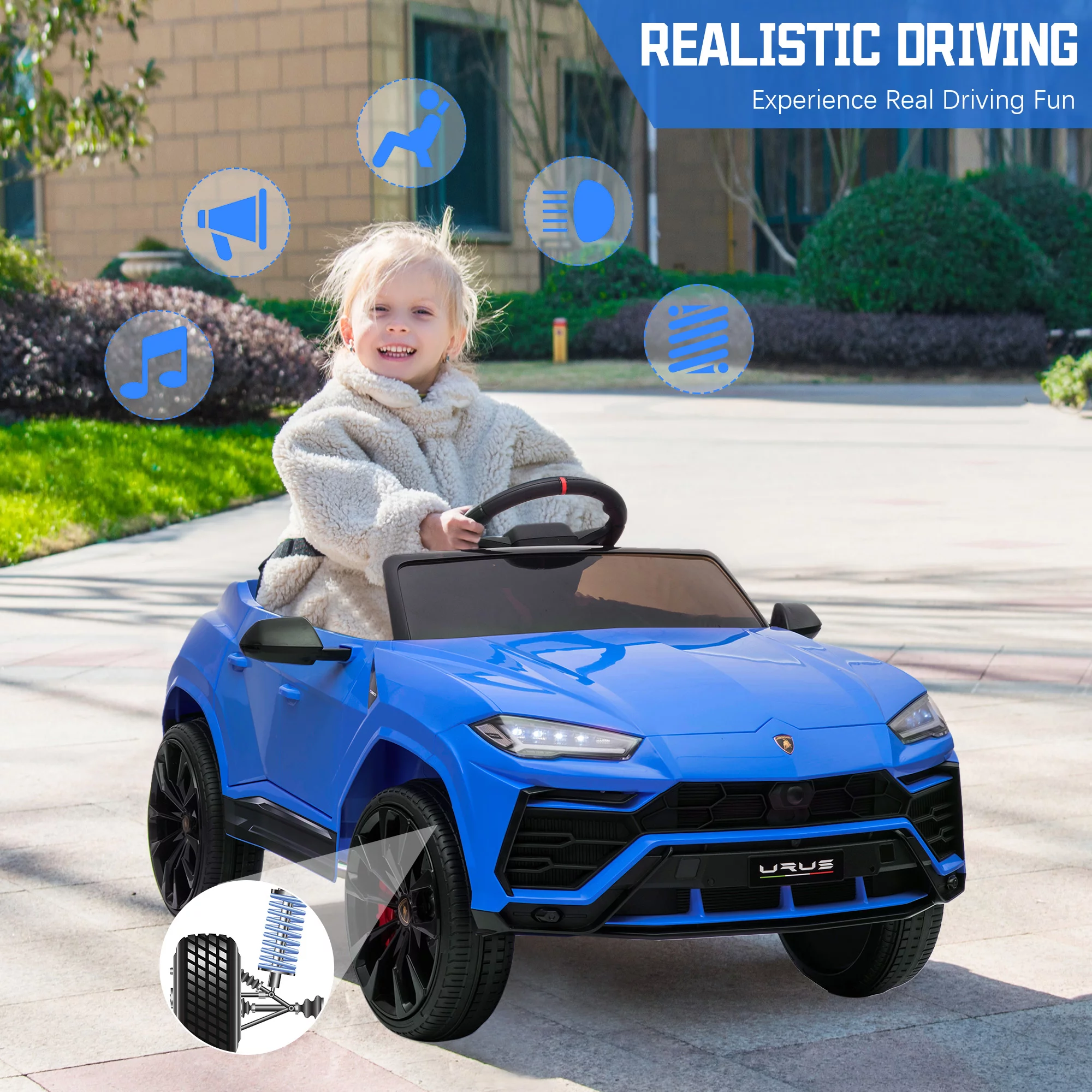 Seizeen 12V Kids Ride On Cars Battery Powered, Lamborghini Ride on Toy w/ Remote Control, 3 Speeds, Music Player, Ride On Cars for Kids As Best Gift for Girls Boys, Pink - Womvr