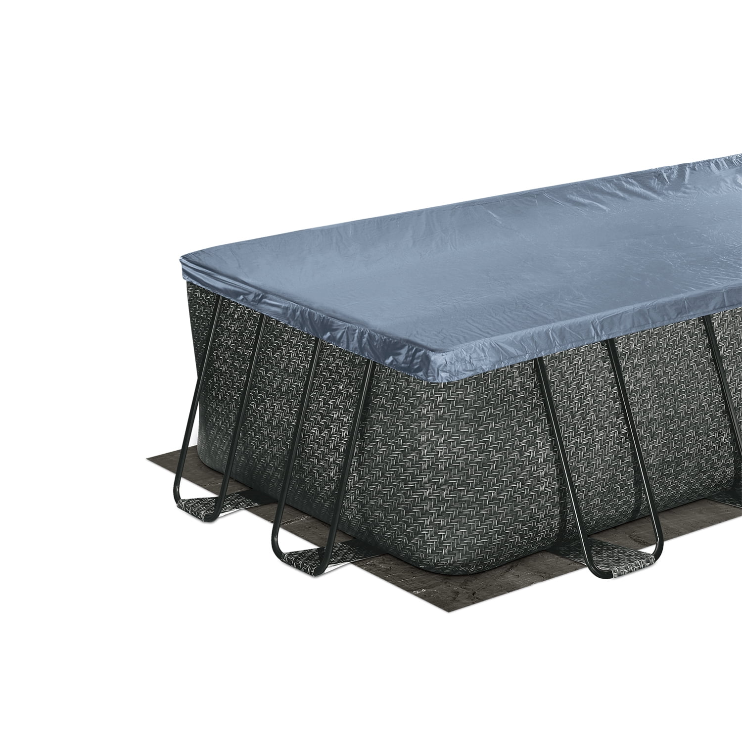 Summer Waves 16' Long Dark Herringbone Elite Frame Outdoor Rectangular Pool - Womvr