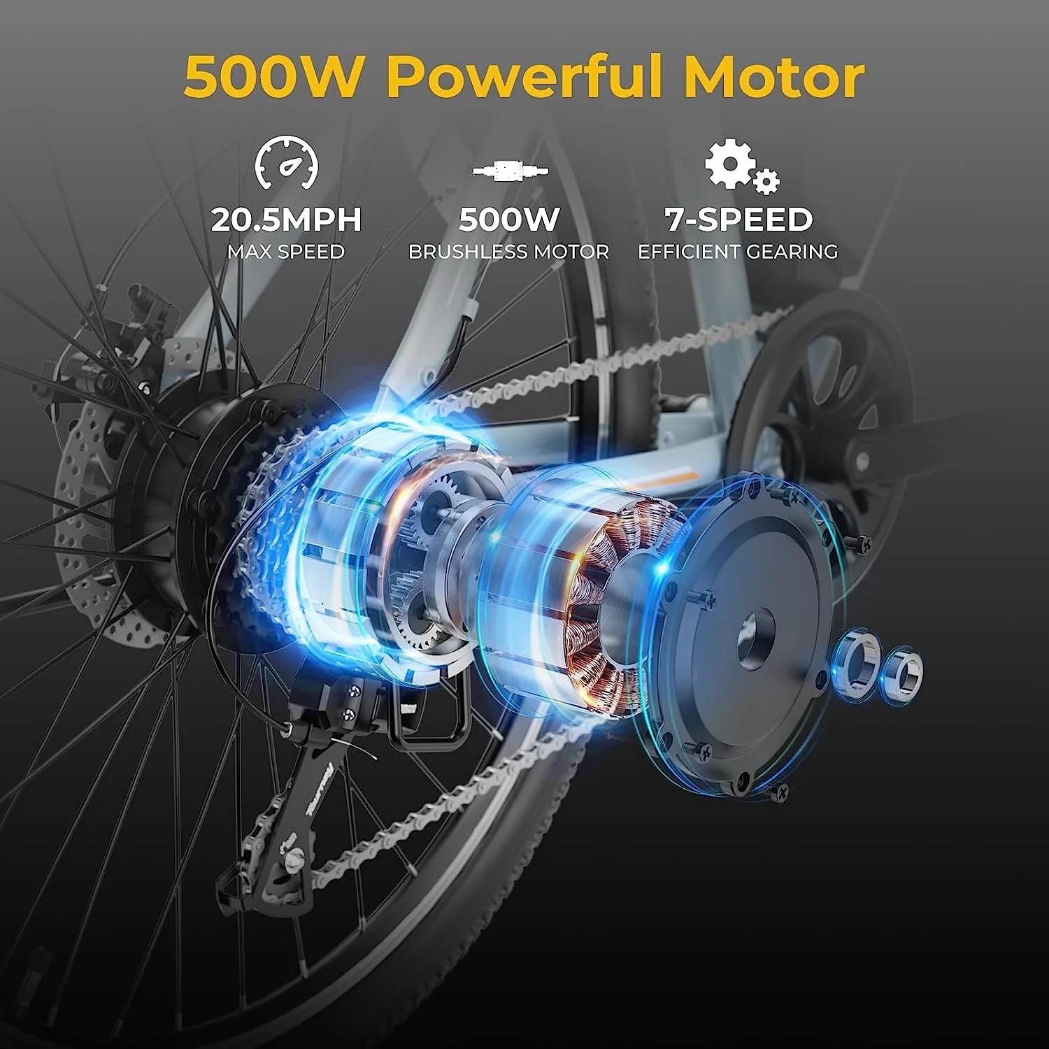 Yoloway EB5 PLUS Electric Bike for Adults, 500W Brushless Motor Ebike with 480Wh Removable Battery, 27.5