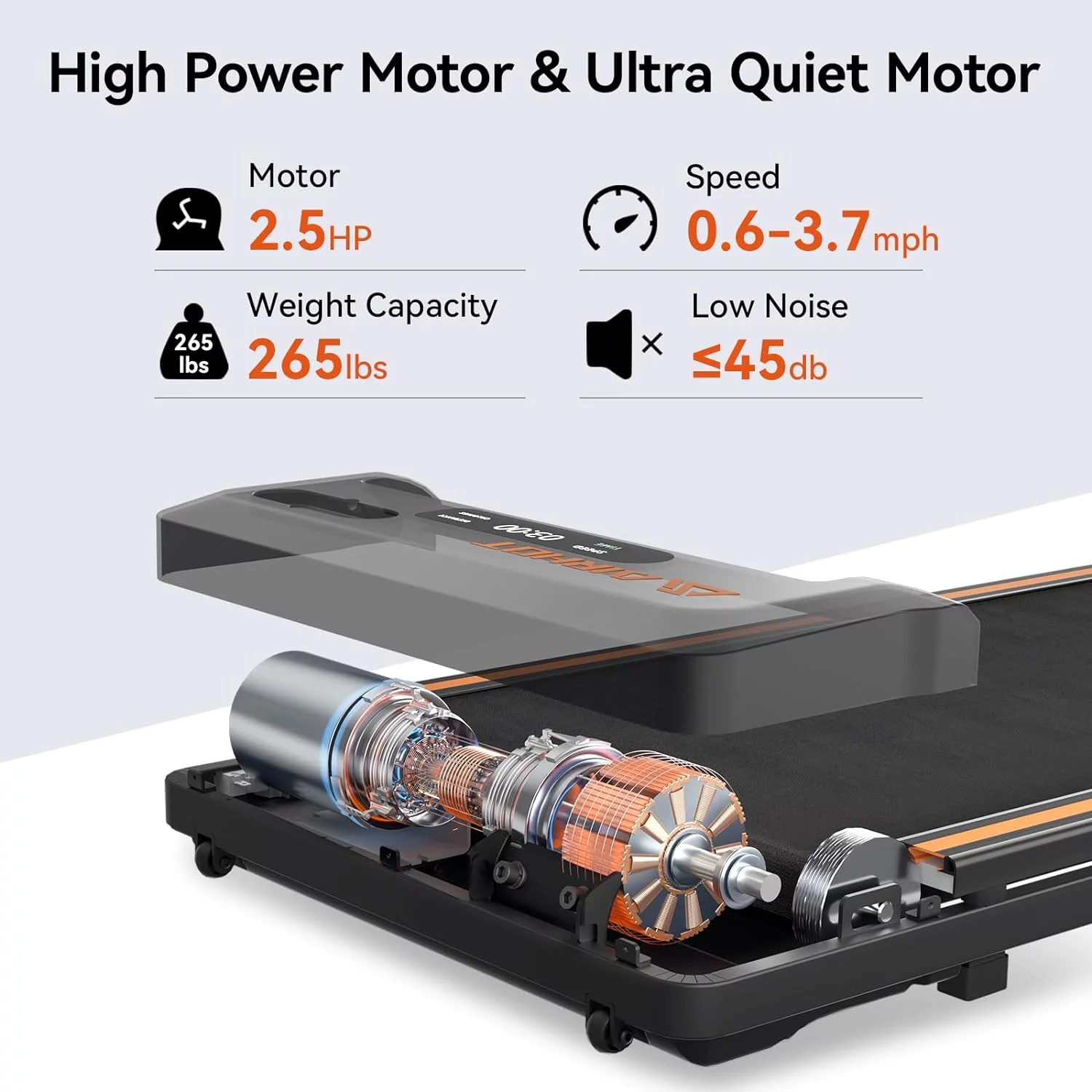 CoolHut 2.5Hp Walking Pad, Walking Area 2 in 1 Under Desk Treadmill,300lb Walking Treadmill with Remote Control and LED Display, Quiet, Compact & Small Treadmill for Home & Office, Black - Womvr