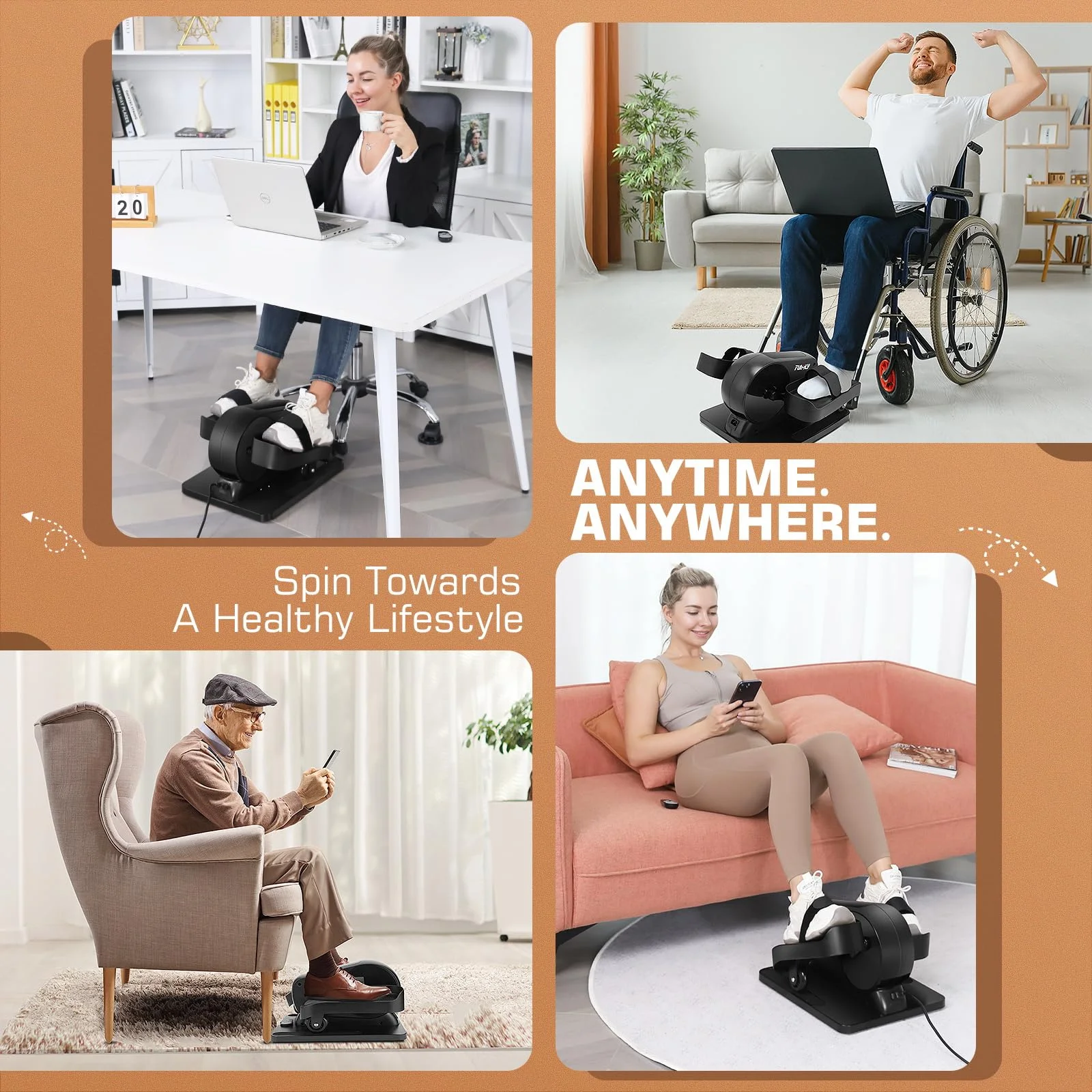 FUNMILY Under Desk Elliptical, 2 in 1 Seated Leg Exerciser for Seniors and Adults, Mini Elliptical with Display and Remote Control for Home Office Use - Womvr