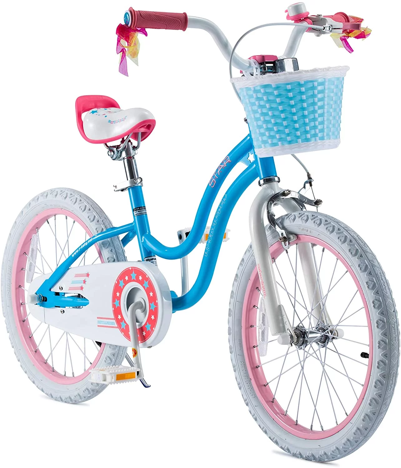 Royalbaby Girls Kids Bike Stargirl 18 In. Bicycle Basket Kickstand Blue Child's Cycle - Womvr