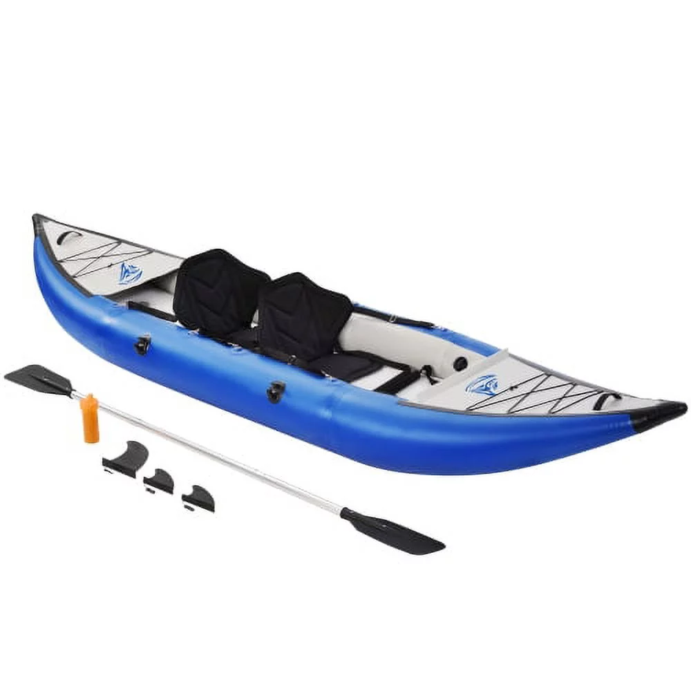 MKING Inflatable Kayak Set with Paddle & Air Pump, Deluxe Extended Version Tandem 2 Person Kayak,Portable Recreational Touring Kayak Foldable Fishing Touring Kayaks - Womvr