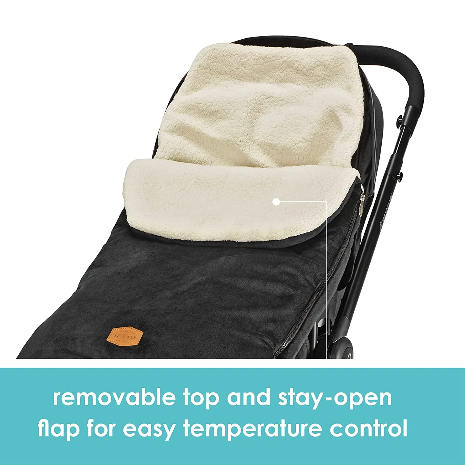 JJ Cole Bundle Me Sherpa-Lined Toddler Car Seat Cover and Bunting Bag - Weather Resistant Stroller Accessory and Winter Baby Essential in Black Toddler Black - Womvr