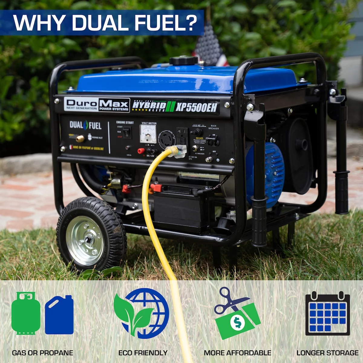 DuroMax XP5500EH 5500-Watt Electric Start Dual Fuel Hybrid Portable Generator - Womvr