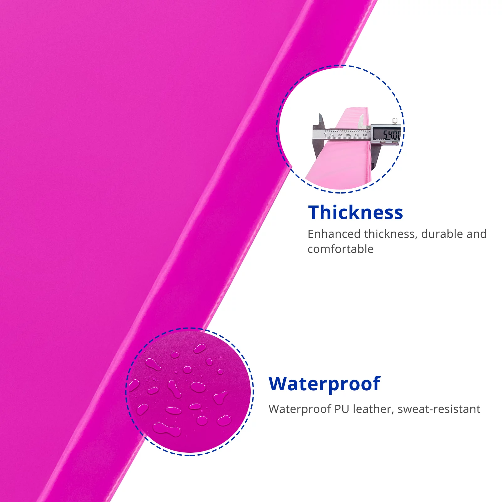 Matladin 8' Folding Gymnastics Gym Exercise Aerobics Mat, 8ft x 2ft x 2in PU Leather Tumbling Mats (Pink) - Womvr