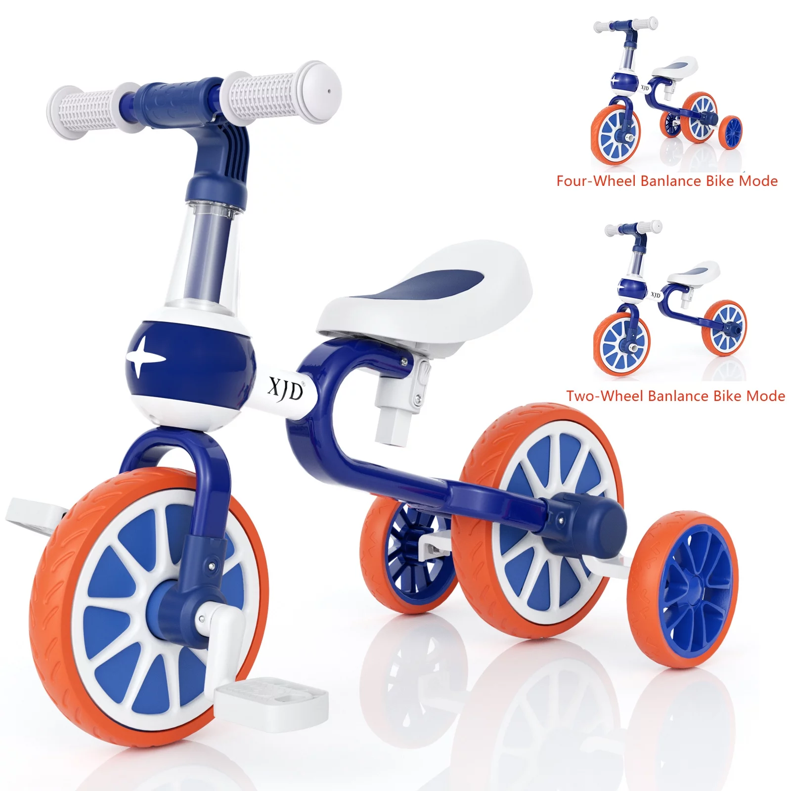 XJD 5 in 1 Toddler Tricycle for 1-5 Years Old Boys Girls Toddler Bike Kids Trikes for Balance Training Baby Bike Infant Trike - Womvr