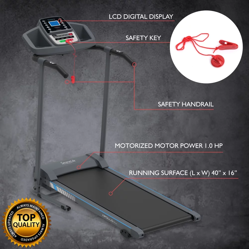 SereneLife Foldable Home Fitness Equipment with LCD for Walking & Running - Cardio Exercise Machine - Womvr