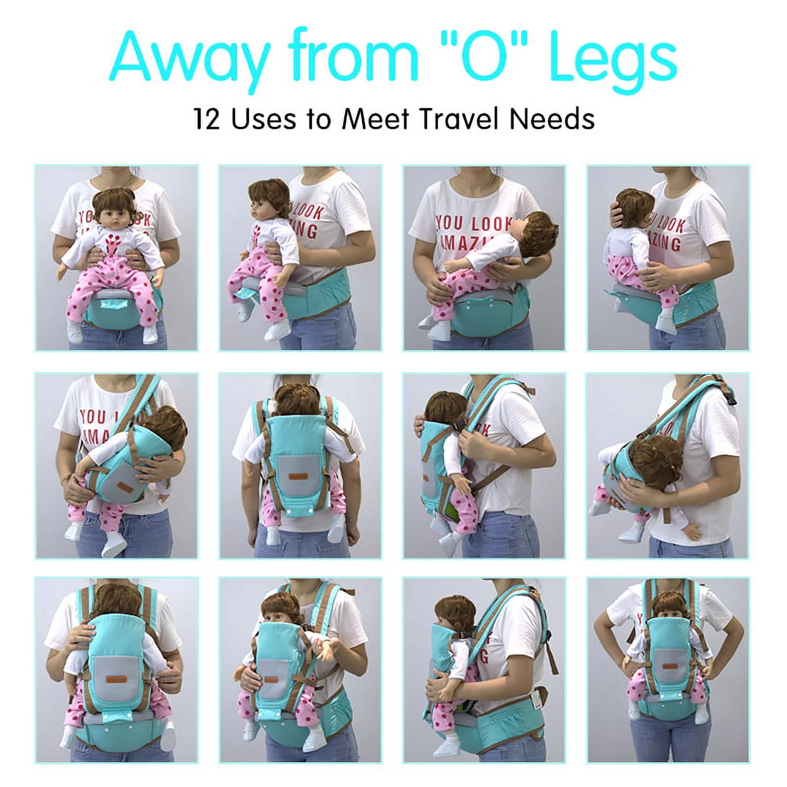 JUMPER Baby Carrier 6 in 1 Convertible Baby Carrier with Hip Seat for Newborn to Toddler, Red - Womvr