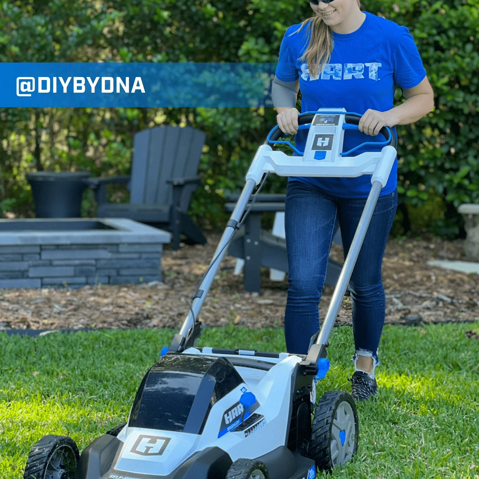 HART 40-Volt 20-inch Self-Propelled Battery-Powered Brushless Mower Kit, (1) 6.0Ah Lithium-Ion Battery - Womvr